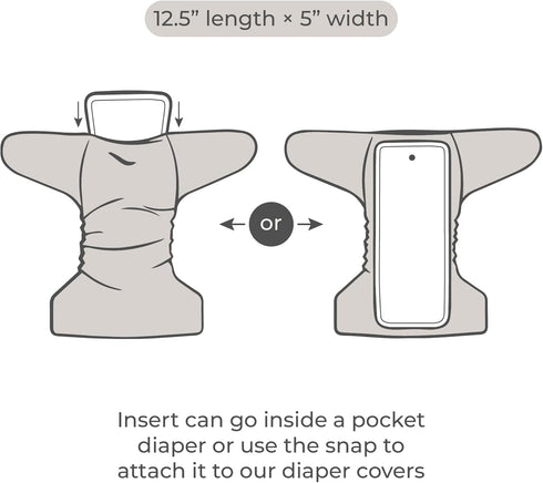 5-Layer 10 Pack Nora's Nursery Cotton Inserts with Snaps | Super Absorbent, Reusable & Washable Diaper Liners |