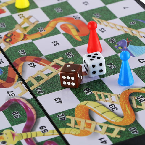Snakes and Ladders Board Game Set - Magnetic Folding Travel Game for Family Fun - Gift for Kids and Adults