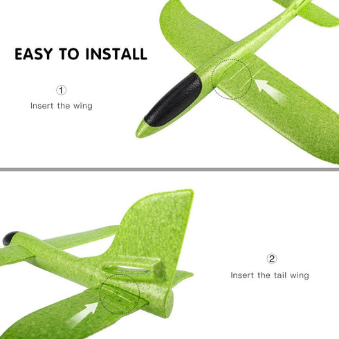 BooTaa 4 Pack Airplane/Flying Toys, 17.5" Large Throwing Foam Plane/Gliders, Birthday Gifts for Kids 3-12 Years,