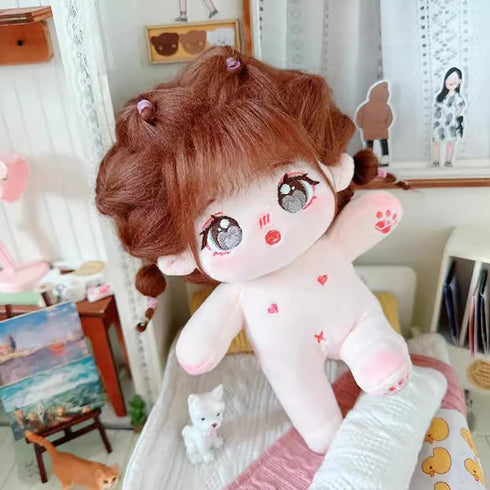 niannyyhouse 20cm Plush Doll Caramel Girl Humanoid Stuffed Body no Attribute 8in Normal Body Wearable Clothing Dress Up Gifts (11-with Skeleton)