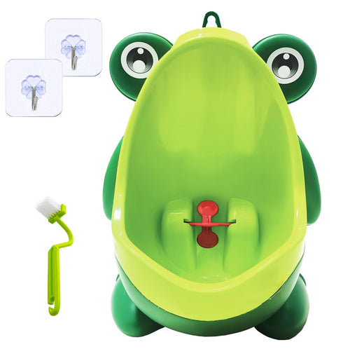 Cmaqpw Frog Pee Training with Brush and Hooks, Green Cute Potty Training Urinal,Potty