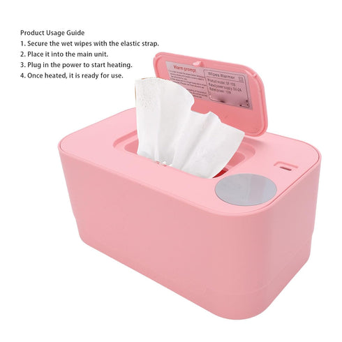 LICAEVEY Portable Baby Wipe Warmer, Large Capacity USB Rechargeable for Travel & Home, Pink Wet Wipes Warmer Dispenser