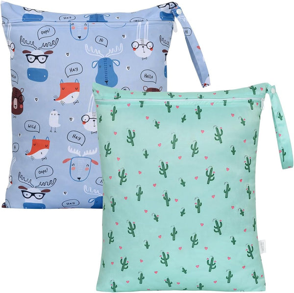 OTraki 2Pcs Waterproof Wet Dry Bags 16x20 inch Wet Bag for Baby,