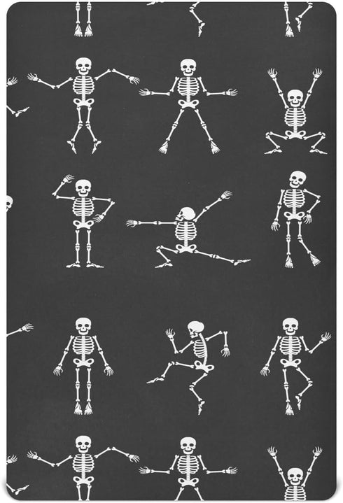 FUGIDOG Halloween Skeleton Baby Crib Sheets for Boys Girls Soft Breathable Baby Sheet