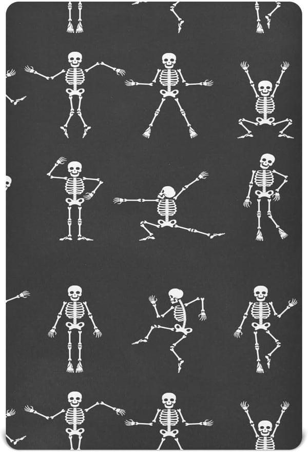 FUGIDOG Halloween Skeleton Baby Crib Sheets for Boys Girls Soft Breathable Baby Sheet