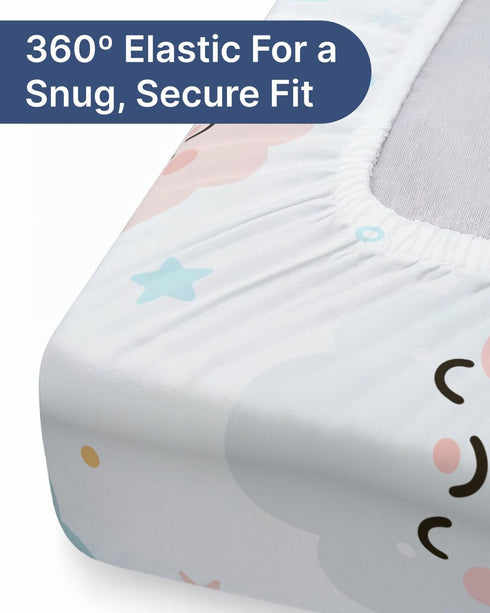Pack 2 32"x16" Changing Pad Cover - of Soft Unisex Diaper Change Microfiber Table Sheets - Fits Contoured Pad