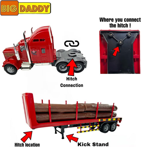 Big Daddy Heavy Duty Lumber Truck Tractor Trailer Toy