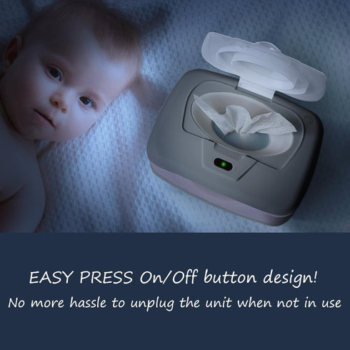 100 GOGO pure Baby Wet Wipes Warmer & Dispenser, Holder and Case - Purple, Playful/Cute, with Easy Press On/Off Switch