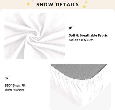 Snow Baby Sheet for Boys and Girls, Fitted Crib Mattress Cover for Standard Crib and Toddler Mattress, Soft Crib Sheets