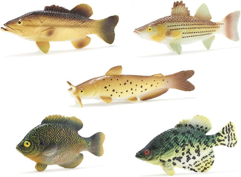American Angler Collection Toy Fish Set with Collector Case, Miniature Figurine Fish by Toy Fish Factory