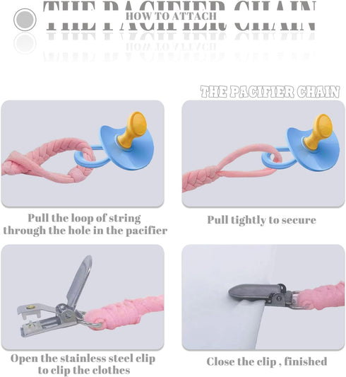 100% Braided Pacifier Clip for Boys & Baby Girl, Binky Clips Pacifier Holder Handmade Teething Straps Unisex Design