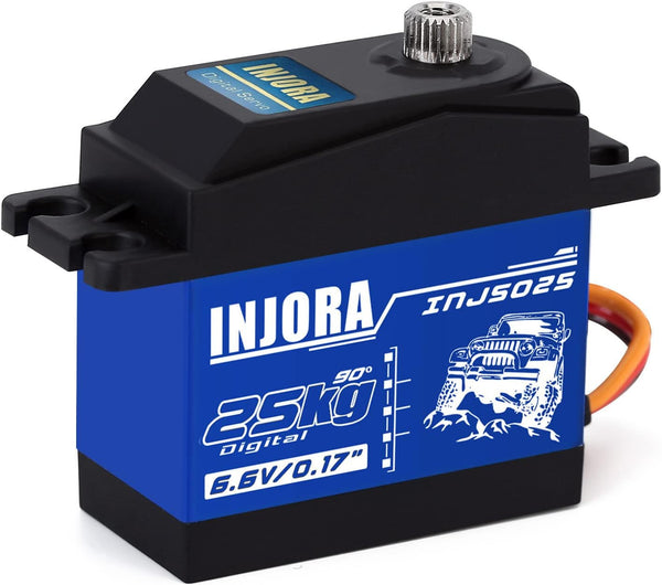 INJORA RC Servo 25KG Digital Servo, High Torque RC Parts for 1:10 RC Crawler VP VS4-10 SCX10 Pro SCX10 TRX4 D90
