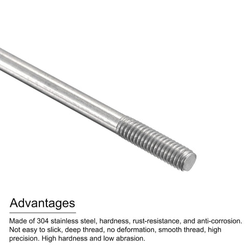MECCANIXITY 304 Stainless Steel Push Rod Connector, Double End Threaded Rod for DIY Models, M3x250mm, 2 Pack
