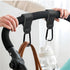 4PCS Multipurpose Stroller Hook Accessories, Leather Clips for Diaper Bags, Pet Carts, Grocery Bags, Black and Brown