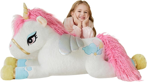 IKASA Giant Unicorn Stuffed Animal Plush Toy, 43" Jumbo Soft Plushy, Gifts for Kids Girls