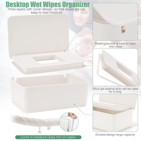wenvastree Baby Wipes Dispenser, Wipe Holder for Baby & Adult,Keeps Wet Tissue Fresh, Non-Slip Wipes Case, Flushable