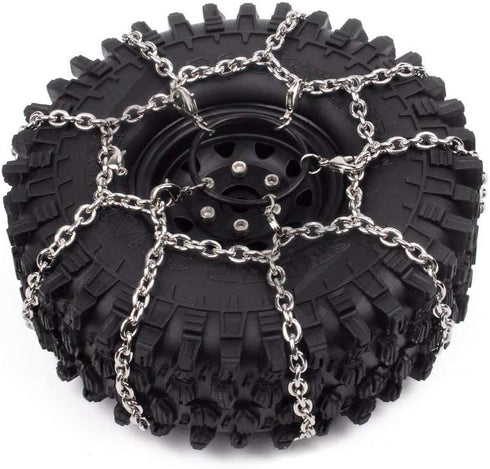 2Pcs Metal Snow Anti-Slip Tires, Steel Chain for 1/10 RC Rock Crawler TRX-4 TRX4 Axial SCX10