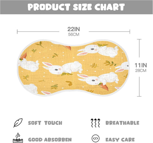 YETTASBIN Cartoon Bunny Muslin Baby Burp Cloth, Super Soft Absorbent Cotton Burp Rag Baby Bibs Feeding Cloth