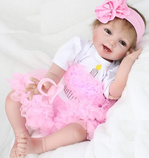 20-23 Inch 2 Set Pink Crown Reborn Baby Dolls Clothes for Pure Handmade Pieces Reborn Doll Baby Girl Clothing