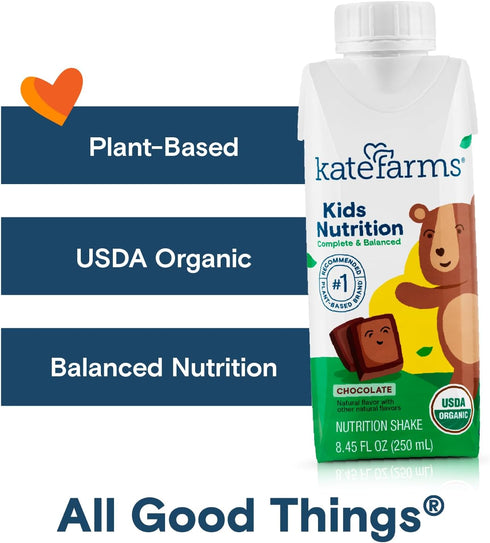 8g 27 8.45 oz (12 Pack) KATE FARMS Organic Kids Nutrition Chocolate Shake, Protein, Vitamins and Minerals, Meal