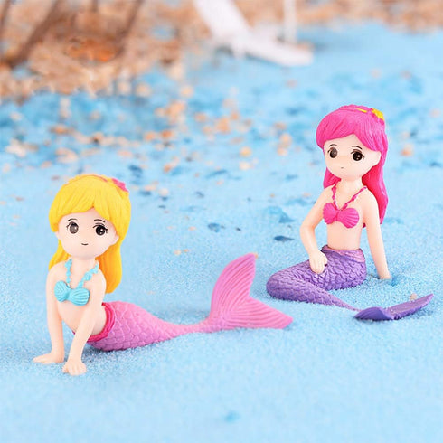 MAOMIA Miniature Mermaid Figurines, 4 Pcs Mini Toy Figure Collection for Birthday Cake Toppers and Decoration