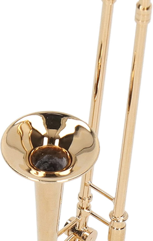 Copper Miniature Trombone with Stand and Case, Dollhouse Musical Instruments Accessories for Mini Musical Model
