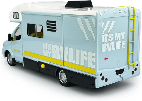 3 4 5 6 7 8 Toy Camper RV Motorhome Toys for Boys Girls Diecast Metal Vehicle Pretend Play Pull Back Model Car Doors