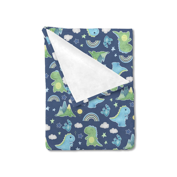 Dinosaur Rainbow Baby Blanket, Cartoon Dino Sun Stars Cactus Mountain, Soft Flannel Receiving Blanket 30x40