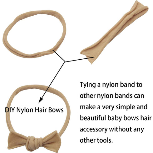 Qearl 60 Pack Soft Stretchy DIY Nylon Headbands, Hair Bands Bows DIY Accessory for Newborn Baby Girls