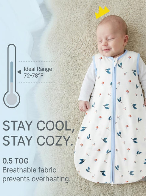3 Pack 0-6 100% 0.5 2-Way Baby Sleep Sack Months Organic Cotton, TOG Lightweight Wearable Blanket, Zipper Sleeping Bag