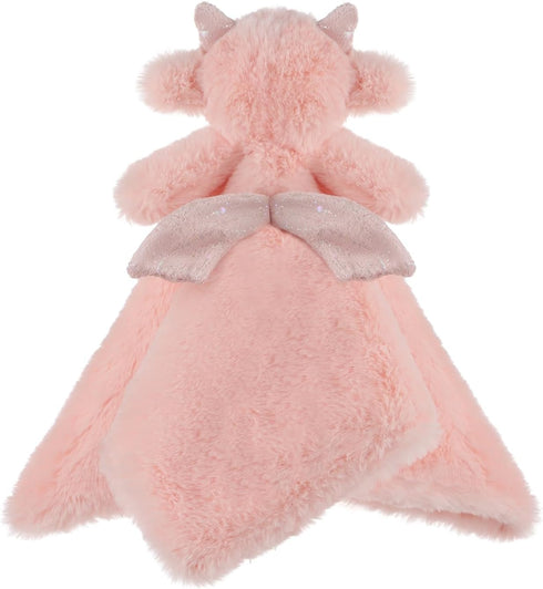 Apricot Lamb Pink Dragon Soft Loveys for Babies, Security Blanket for Baby Boy and Girl, 13.8 Inches for Infants