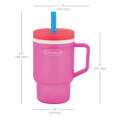 1st 10 Oz. Infantino My Tumbler, Durable Plastic Sippy Cup with Straw & Handle, Spill-Resistant, for On-The-Go
