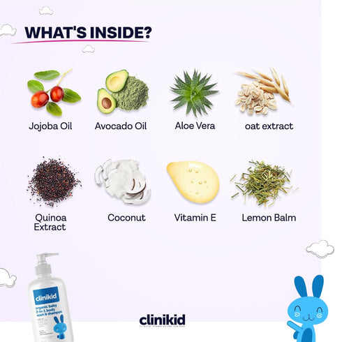 Clinikid 2-in-1 8.45 Oz (2) Organic Baby Body Wash & Shampoo, Deeply Cleanses the Skin and Hair, Soft and Smooth Hair