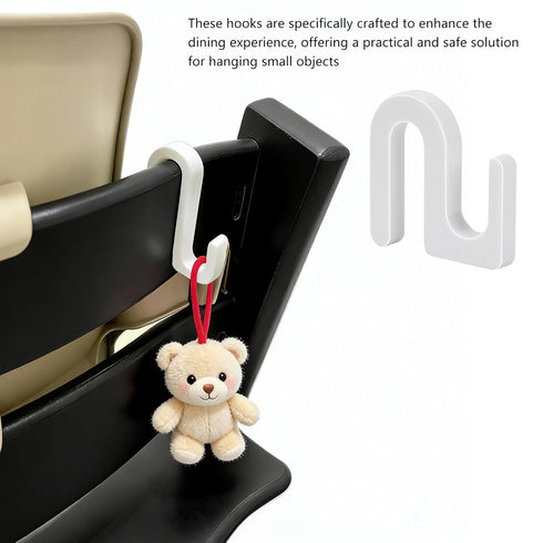 Zynoro 4 Pack Chair Back Hook Compatible with Stokke Tripp Trapp High Chair, White Non-Slip Clip for Hanging Small