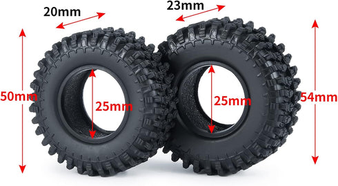 1.0" Crawler Tires 4PCS Micro Rubber Tires for 1/24 RC Crawler Car Axial SCX24 (54mm)