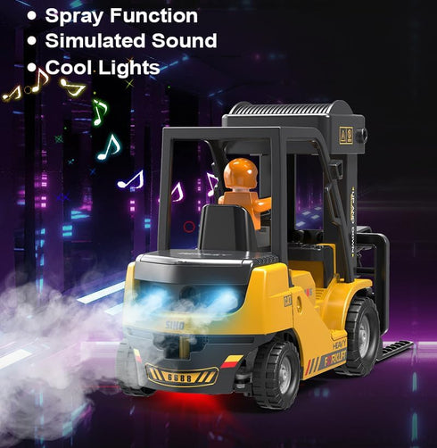 11 1:24 3+ Channel RC Forklift - Scale Construction Truck Toy, Yellow, Years, Male, Children