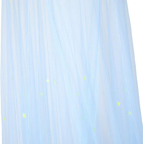 BCBYou Bed Canopy Mosquito Net, Fluorescent Stars Glow in Dark for Baby Crib, Kids Bed, Light Blue