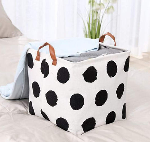 Square Canvas Toy Storage Bins, Collapsible Basket with Handle for Nursery Storage and Laundry