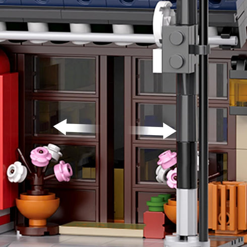 Set 1219pcs RAVAYO Japanese Tea House Mini Building with LED - Japanese Street View Simulation Architecture