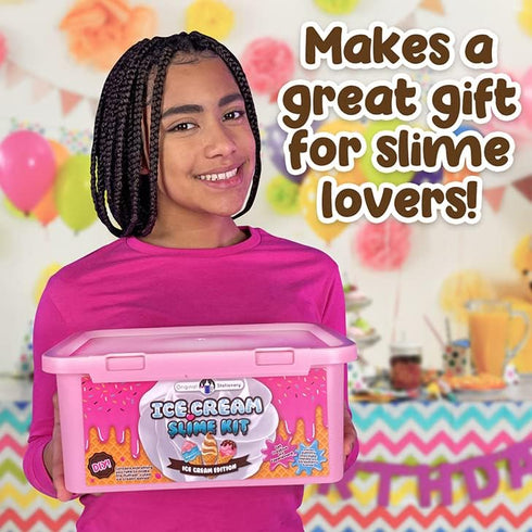 Set 31 8-12, Original Stationery Ice Cream Slime Kit for Girls Toys, DIY Cherry-Scented Slime Making with Pieces, Fun