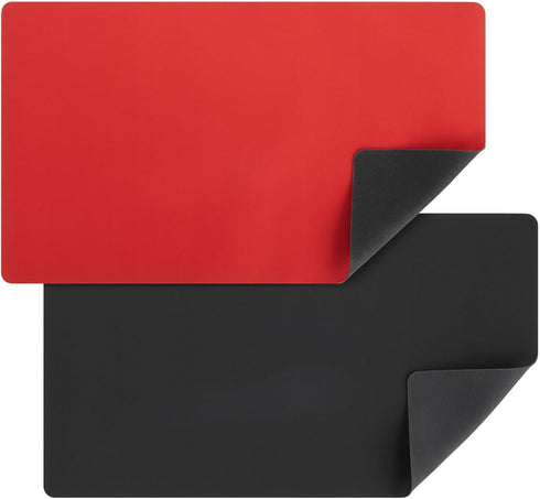 2 Pack Card Game Mat for MTG - Board Game, Magic, and TCG Playmat in Black/Red (24x14 in)