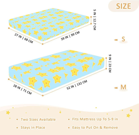 miaozhen 1 Pack 52x28 Cotton Baby Crib Sheets Ultra Soft Yellow Christmas Stars Crib Mattress Sheet for Nursery de cuna