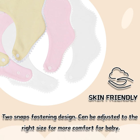 Absorbent White Cotton Baby Bandana Bibs for Teething
