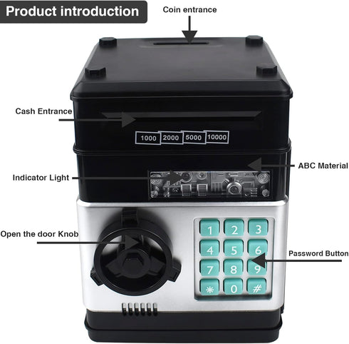 Electronic Piggy Bank Code Lock for Kids, Mini ATM Safe Coin Cash Bank with Password for Boys Girls