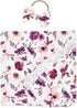 Baby Swaddle Blanket Newborn Girl, Swaddle and Headband Set with Purple Flowers Floral Print Wrap Shower Gift
