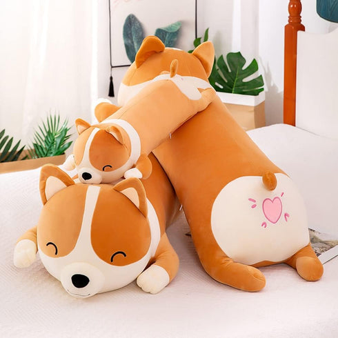 Long Plush Corgi Toy Cute Soft Stuffed Animal Corgi Dog Doll Kids Plush Toy Pillow Gift for Kids and Girls(Yellow, 60cm/23.6in)
