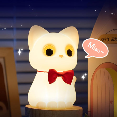 Dimmable AVEKI Cat Night Light for Kids, Cute Squishy Silicone Cats Lamp for Baby Toddler Newborn Nursery, Touch Night
