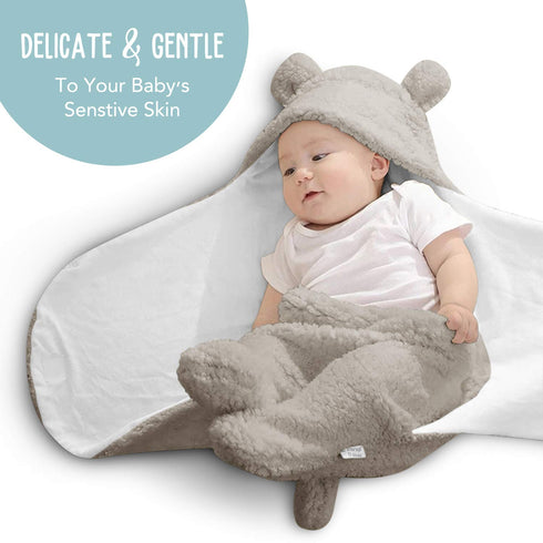 BlueMello Ultra-Soft Plush Swaddle Blanket for Infants 0-6 Months, Grey Receiving Wrap, Ideal Newborn Gift