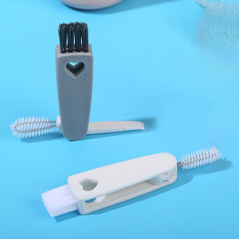 LINYUEARUI 8 3-in-1 Piece Cup lid Brush, Rice Cup lid Rubber Ring concave Cleaning Brush, Baby Bottle Nipple Cleaning
