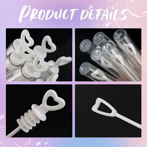 50 PCS Bubble Wand, White Heart Bubble Stick Tube, Wedding Bubbles Toy for Anniversaries and Festivals